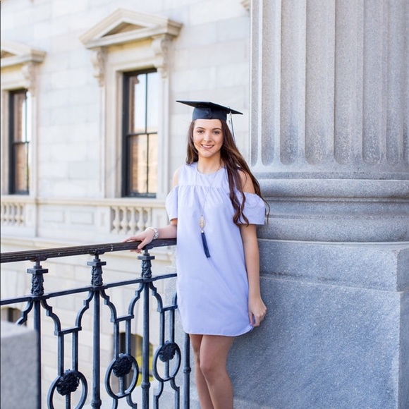 Blue and white seersucker dress Size L - Picture 2 of 2